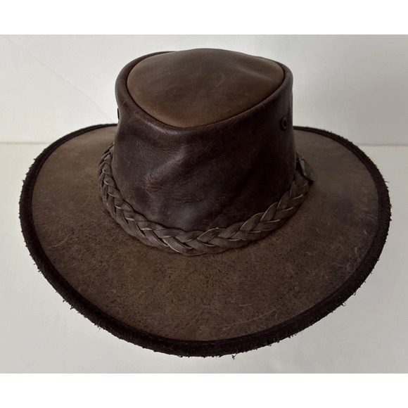 Barmah Australia Foldaway Bronco Leather Hat Brown Men S 1060 Waterproof 50+ UPF - Picture 7 of 16